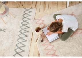 Modrý krémový prateľný ručne tkaný bavlnený koberec 120x160 cm Atlas Natural – Lorena Canals