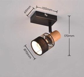 Nástenné svietidlo v čiernej a prírodnej farbe ø 7 cm Nandini – Trio