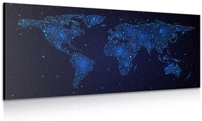 Obraz mapa sveta s nočnou oblohou - 120x60