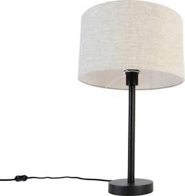 Moderná stolná lampa čierna s tienidlom z bouclé svetlosivej 35 cm - Simplo