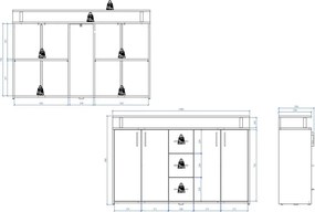 Komoda Drift, antracitová šedá
