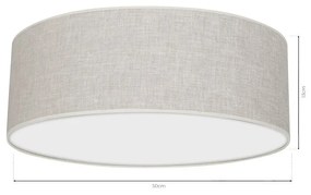 Stropné svietidlo Lino Round, 1x ľanové tienidlo, (biele plexisklo), (fi 50cm)