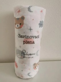 PREM - PREM Zavinovacia predpraná plienka s potlačou Méďa mráčik Bavlna - předepraná, 120/120 cm