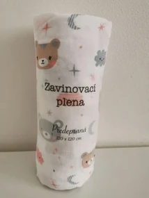 PREM -  PREM Zavinovacia predpraná plienka s potlačou Méďa mráčik Bavlna - předepraná, 120/120 cm