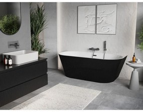 Mexen Oris, voľne stojaca ryhovaná vaňa 150 x 75 cm, biela-čierna, grafitový prepad, 52871507575-95