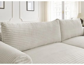 Krémová menčestrová rozkladacia rohová pohovka (pravý roh) Lucien – Bobochic Paris