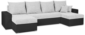 Rohová sedacia súprava s funkciou spania LEO-U Strieborná/čierna