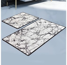 SADA 2x Kúpeľňová predložka MARBLE 60/100 cm biela/čierna