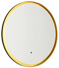 Zrkadlo do kúpeľne čierne so zlatom vrátane LED a dotykového stmievača - Pim