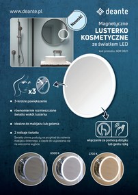 Deante Kozmetické zrkadlo Round magnetické, LED osvetlenie - ADR 0821