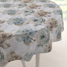 Biante Dekoračný okrúhly obrus PML-052 Tyrkysové kvety s orientálnymi kruhmi Ø 120 cm