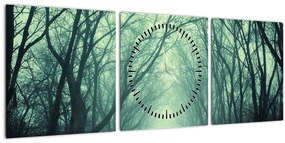 Obraz - Cesta s alejou stromov (s hodinami) (90x30 cm)