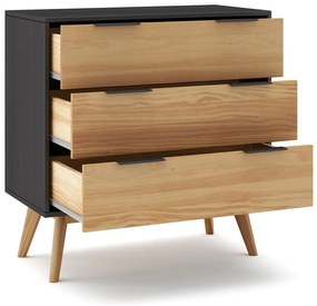 Čierna/prírodná vysoká komoda z borovicového dreva 80x83 cm Lavis – Marckeric