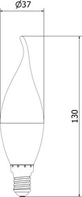 Mexen Nova, LED žiarovka plameň E14, C37, 8W, Teplá - 3000K, 840 lm - L106-E14-0830-01
