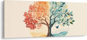 Obraz – Duálny strom s motýľom (120x50 cm)