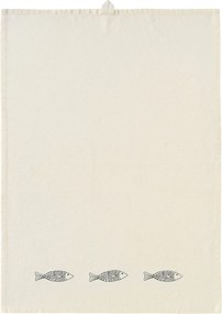 Ib Laursen Bavlnená utierka s výšivkou Atlantis Blue Fish