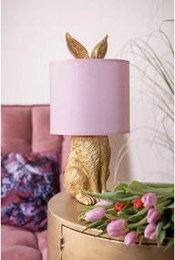 Zlatá stolná lampa králik s ružovým tienidlom Rabbi – Ø20*43 cm E27/max 1*60W