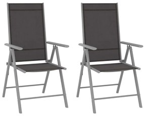 Skladacie záhradné stoličky 2 ks textilénové čierne