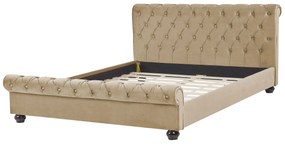 Zamatová posteľ 160 x 200 cm béžová AVALLON Beliani