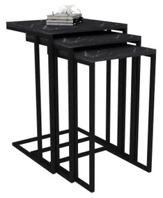 SADA 3x Odkladací stolík čierna