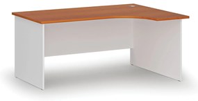 Rohový kancelársky písací stôl PRIMO WHITE, 160x120 cm, pravý, biela/čerešňa