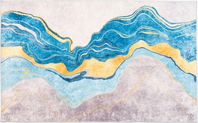 Mramorový koberec OVON II – modrý s velvet povrchom Rozmer: 140x200 cm