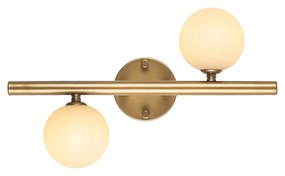 Nástěnná lampa Domino zlatá/mléčné sklo