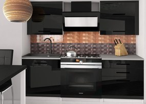 Kuchynská linka Belini 120 cm čierny lesk s pracovnou doskou Eleganta2  INF ELEGANTA2/2/WT/B/0/B1