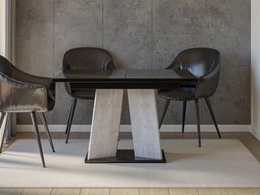 Rozkladací jedálenský stôl 120 cm Jeremias (lesk čierny + betón) (pre 4-6 osôb). Vlastná spoľahlivá doprava až k Vám domov. 1105344
