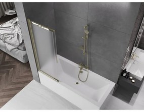 Mexen Fox, 2-krídlová vaňová zástena 120x150 cm, 5mm sklo námraza, zlatý lesklý profil, 891-120-002-50-30