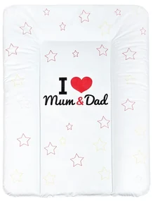 Prebaľovacia podložka mäkká New Baby I love Mum and Dad biela 70x50cm