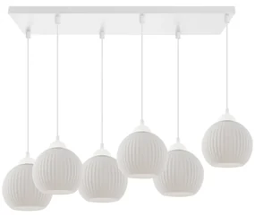 Závesné svietidlo Riffle Round, 6x biele sklenené tienidlo, w