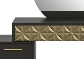 Toaletný stolík so zrkadlom Prismo, čierny/zlatý