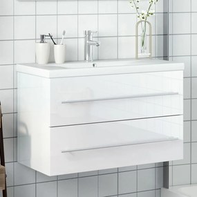 Kúpeľňová skrinka so zabudovaným umývadlom vysoký lesk biela 3278782