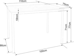 AKCIA Jedálenský stôl CITY 110x75 cm, dub artisan II. akosť