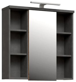 Nástenná kúpeľňová skrinka VENOM so zrkadlom antracit/hnedá