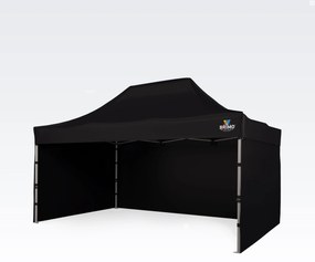 BRIMO Nožnicový párty stan EXCLUSIVE ALU 3x4,5 m s 3 stenami čierny