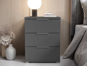 Nočný stolík s 3 zásuvkami Smilla, výška 61 cm, grafitový%