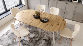 ALDO 100 Dub Artisan/béžové nohy - OKRÚHLY LOFTOVÝ/INDUSTRIÁLNY ROZKLADACÍ STÔL DO OBÝVAČKY/JEDÁLNE