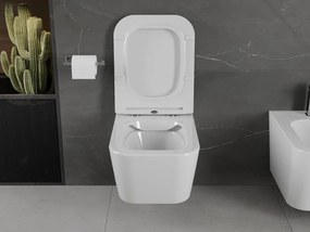 Mexen Madox, Rimless závesná wc misa 515x365x350 mm s pomaly padajúcim sedátkom SLIM z duroplastu, biela, 30154000