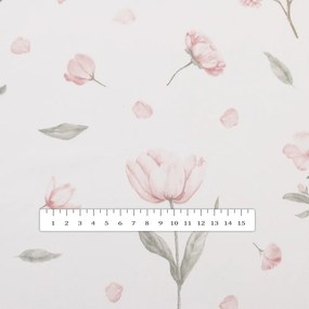 Biante Bavlnený obdĺžnikový obrus Sandra SA-741 Ružové jarné kvety na bielom 120x140 cm