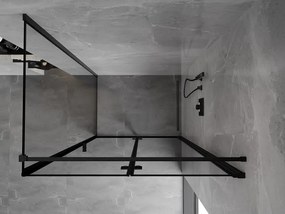 Mexen Mist-F T, 1-krídlový skladací sprchový kút pravý 75 x 85 cm, číre sklo-čierny rám, 8A6T-075-085-70-70-P