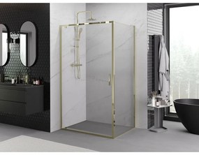 Mexen Exo, výklopný sprchový kút 70 x 90 cm, číre sklo, zlatá, 8181-070-090-50-00