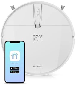 Niceboy ION Charles i4 - Inteligentný robotický vysávač 2v1 4400 mAh Wi-Fi biela + DO