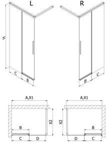 Mexen Rox, sprchová stena 110 x 200 cm, 8mm číre sklo, oceľový profil, 8C2-110-003-97-00
