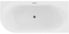 Mexen Gia, voľne stojaca rohová vaňa, drážkovaná, pravá, 170 x 80 cm, biela lesklá, brúsený grafit, 52701708000P-66