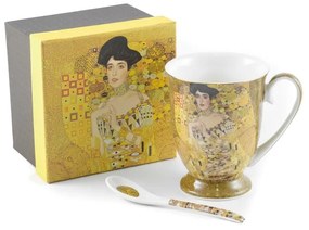 HOME ELEMENTS Porcelánový hrnček s lyžičkou 280 ml, Klimt Adele