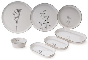27-dielna jedálenská súprava, biela/čierna, porcelán
