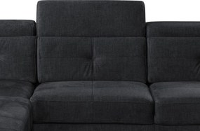 Rohová sedacia súprava Sergio, čierna látka, ľavý roh