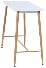 Barový stôl, biela/buk, 110x50 cm, DORTON